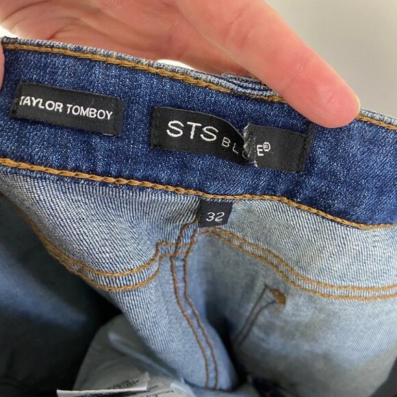Nordstrom STS Blue Taylor Tomboy Distressed Jeans Size 32 Raw Hem High‎ Denim - Picture 5 of 14